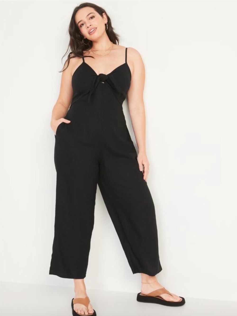 Old Navy black linen jumpsuit with bow size 3x